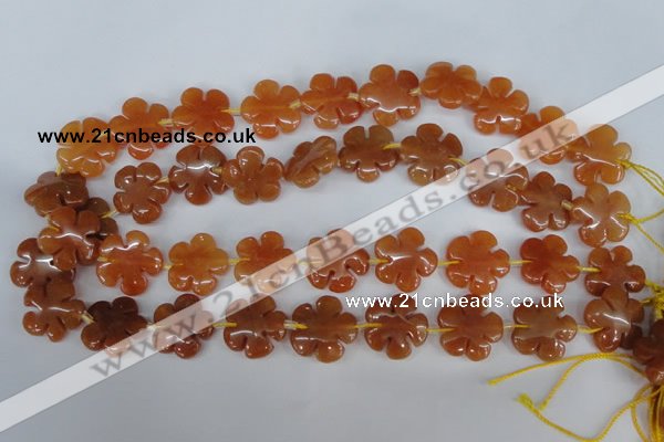 CFG216 15.5 inches 20mm carved flower red aventurine beads