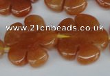 CFG217 15.5 inches 24mm carved flower red aventurine beads