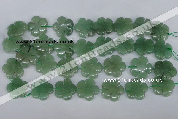 CFG218 15.5 inches 24mm carved flower green aventurine beads