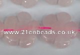 CFG219 15.5 inches 24mm carved flower rose quartz beads