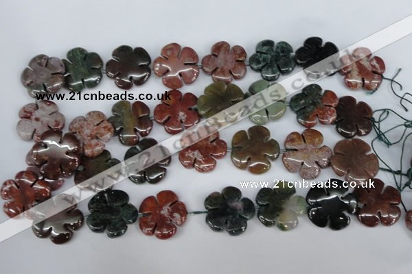 CFG220 15.5 inches 24mm carved flower Indian agate beads