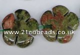 CFG221 15.5 inches 24mm carved flower unakite gemstone beads