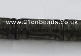 CFG223 15.5 inches 14*31mm carved column smoky quartz beads