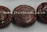 CFG226 15.5 inches 31mm carved coin red picture jasper beads