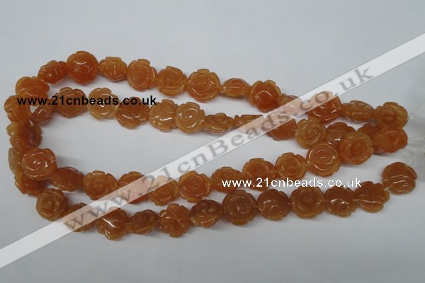 CFG232 15.5 inches 16mm carved flower red aventurine beads