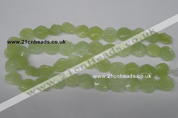 CFG234 15.5 inches 18mm carved flower New jade gemstone beads