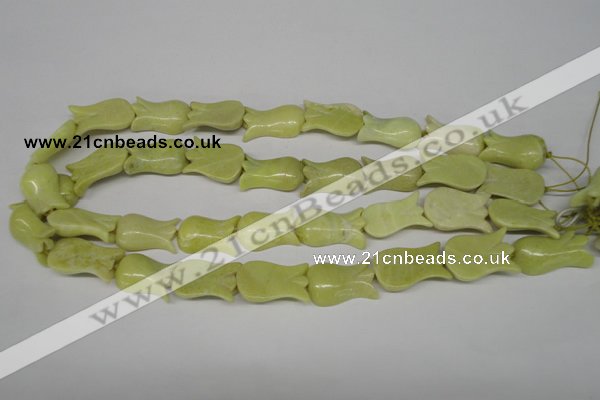 CFG241 15.5 inches 15*25mm carved flower lemon jade gemstone beads