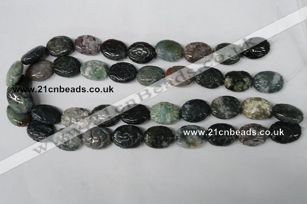 CFG246 15.5 inches 15*20mm carved oval Indian agate beads