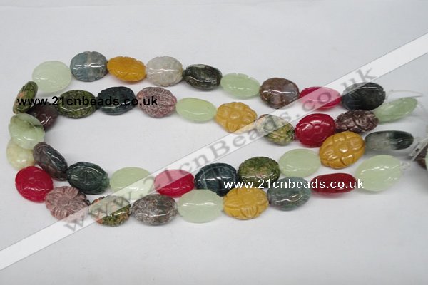 CFG247 15.5 inches 15*20mm carved oval mixed gemstone beads