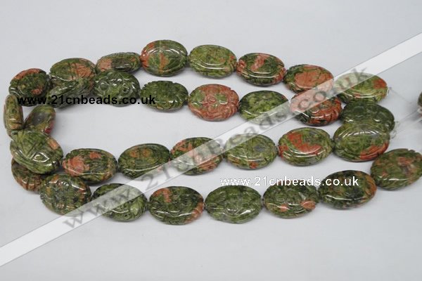 CFG248 15.5 inches 18*25mm carved oval unakite gemstone beads