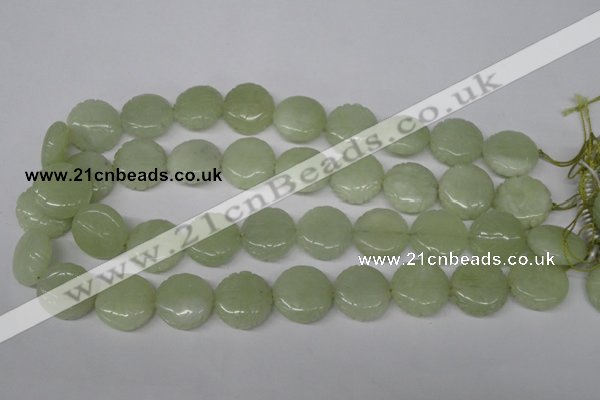 CFG250 15.5 inches 20mm carved coin New jade gemstone beads