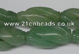 CFG252 15.5 inches 15*30mm carved rice green aventurine beads