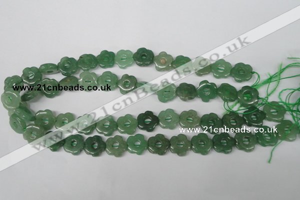 CFG255 15.5 inches 15mm carved flower green aventurine beads