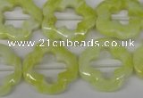 CFG257 15.5 inches 20mm carved flower lemon jade gemstone beads