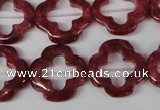 CFG258 15.5 inches 20mm carved flower dyed white jade beads