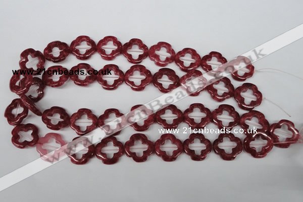 CFG258 15.5 inches 20mm carved flower dyed white jade beads