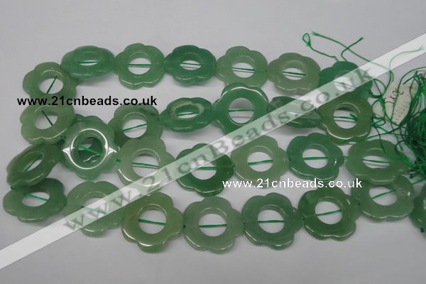 CFG261 15.5 inches 30mm carved flower green aventurine beads