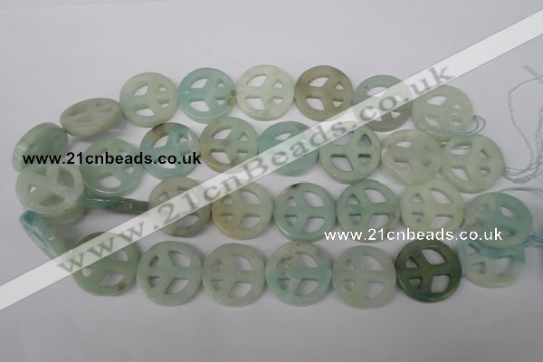 CFG265 15.5 inches 25mm carved coin amazonite gemstone beads