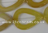 CFG266 15.5 inches 28*35mm carved teardrop yellow agate beads