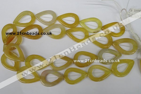 CFG266 15.5 inches 28*35mm carved teardrop yellow agate beads