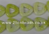 CFG275 15.5 inches 15*15mm carved triangle lemon jade beads