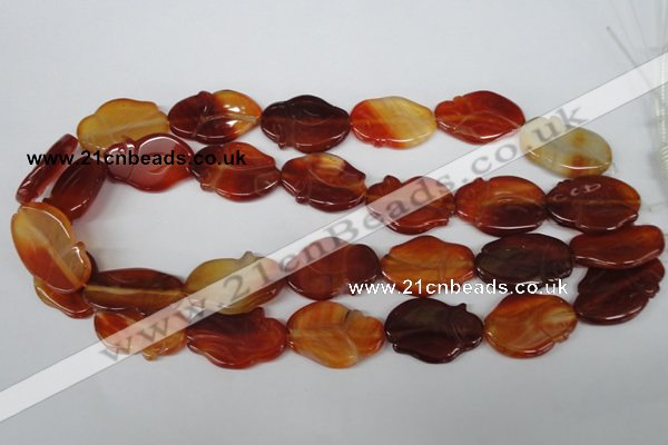 CFG278 15.5 inches 22*30mm carved animal red agate beads