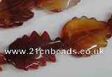 CFG279 15.5 inches 16*24mm carved leaf red agate beads