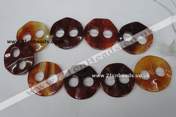 CFG281 15.5 inches 44mm carved coin red agate beads