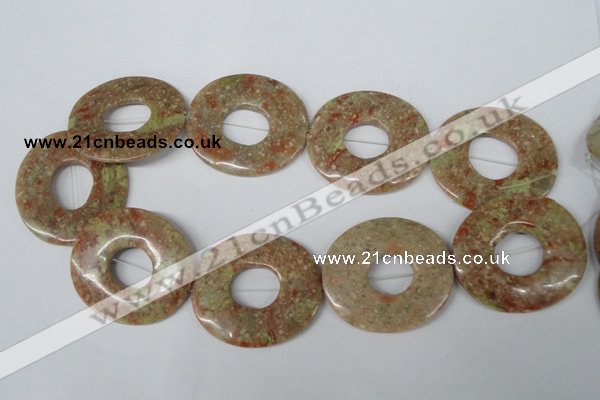 CFG282 15.5 inches 40*45mm carved oval unakite gemstone beads