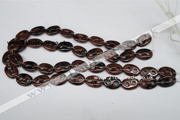CFG292 15.5 inches 15*20mm carved oval mahogany obsidian beads