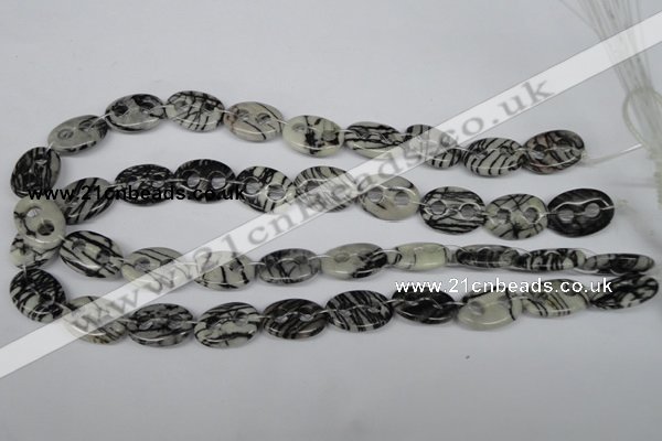 CFG293 15.5 inches 15*20mm carved oval black water jasper beads