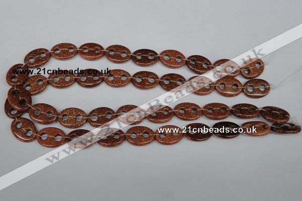 CFG295 15.5 inches 15*20mm carved oval goldstone beads