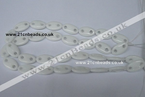 CFG298 15.5 inches 15*25mm carved oval white stone beads