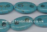 CFG299 15.5 inches 16*26mm carved oval turquoise beads