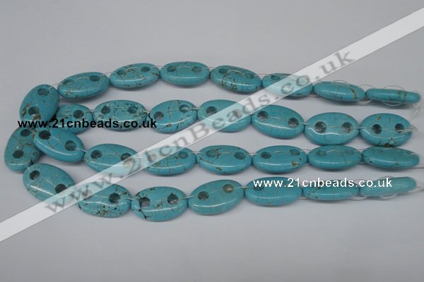 CFG299 15.5 inches 16*26mm carved oval turquoise beads