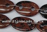 CFG305 15.5 inches 20*30mm carved oval mahogany obsidian beads