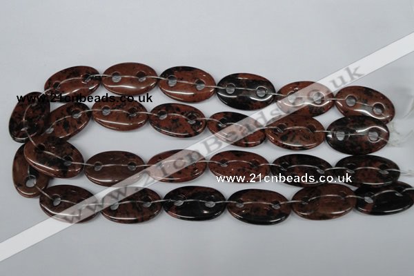 CFG305 15.5 inches 20*30mm carved oval mahogany obsidian beads