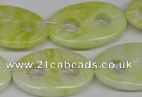 CFG308 15.5 inches 20*30mm carved oval lemon jade gemstone beads