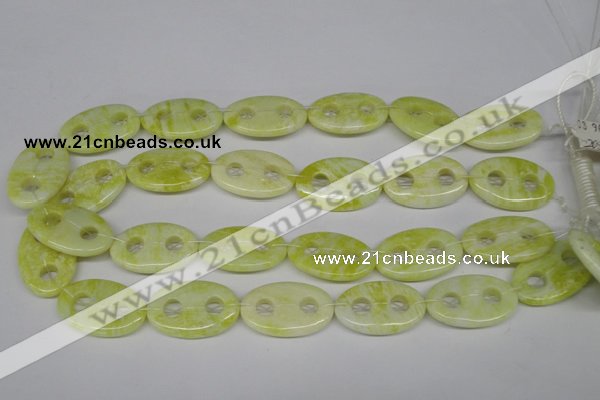 CFG308 15.5 inches 20*30mm carved oval lemon jade gemstone beads