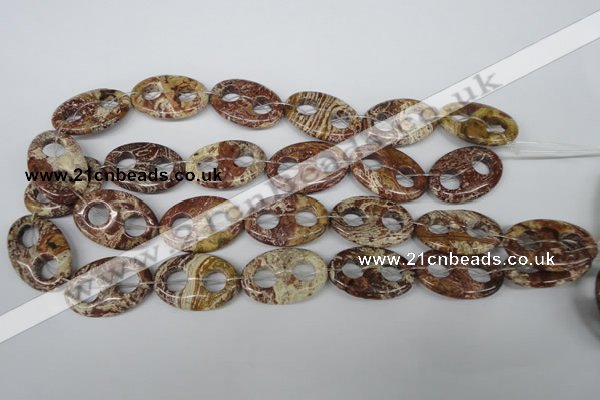 CFG309 15.5 inches 20*30mm carved oval dyed stripe jasper beads