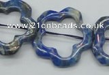 CFG32 15.5 inches 30mm carved flower lapis lazuli gemstone beads