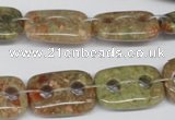 CFG321 15.5 inches 15*20mm carved rectangle unakite beads