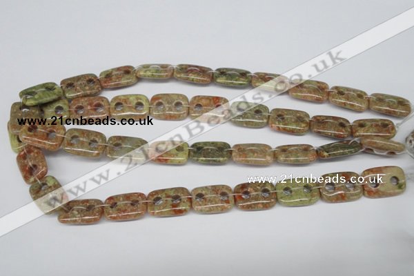 CFG321 15.5 inches 15*20mm carved rectangle unakite beads