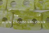 CFG336 15.5 inches 20*30mm carved rectangle lemon jade beads