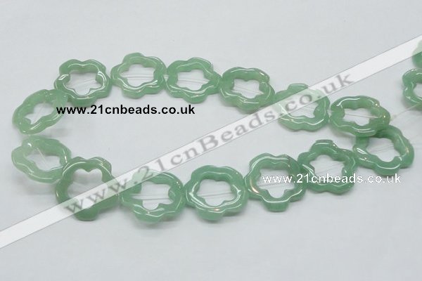 CFG34 15.5 inches 30mm carved flower green aventurine jade beads