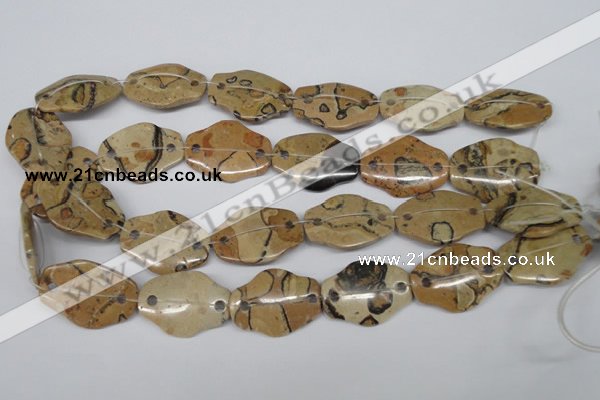 CFG340 22*30mm carved hexagon African leopard skin jasper beads