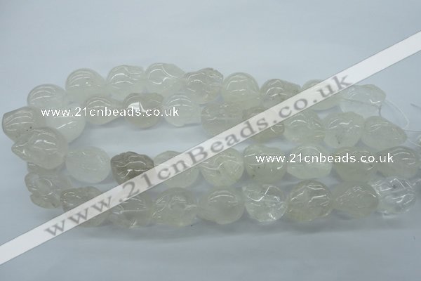 CFG341 15.5 inches 18*22mm carved skull white crystal beads