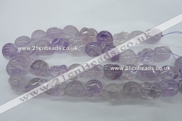 CFG342 15.5 inches 18*22mm carved skull amethyst beads