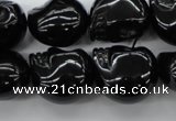 CFG345 15.5 inches 17*19mm carved skull black agate beads