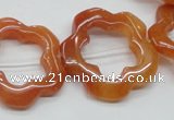 CFG35 15.5 inches 30mm carved flower red aventurine jade beads